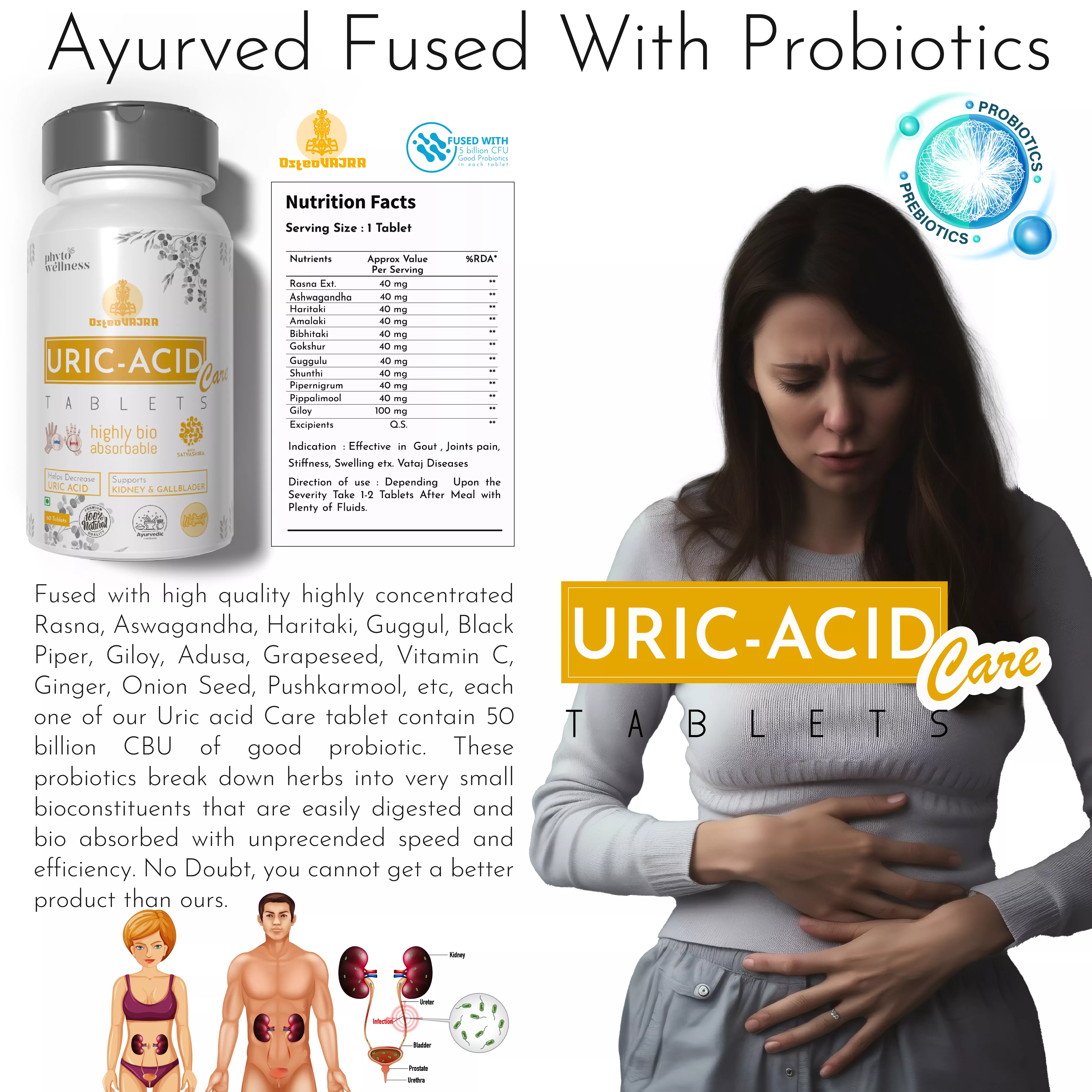 Probiotic Uric Acid 60 Tablets